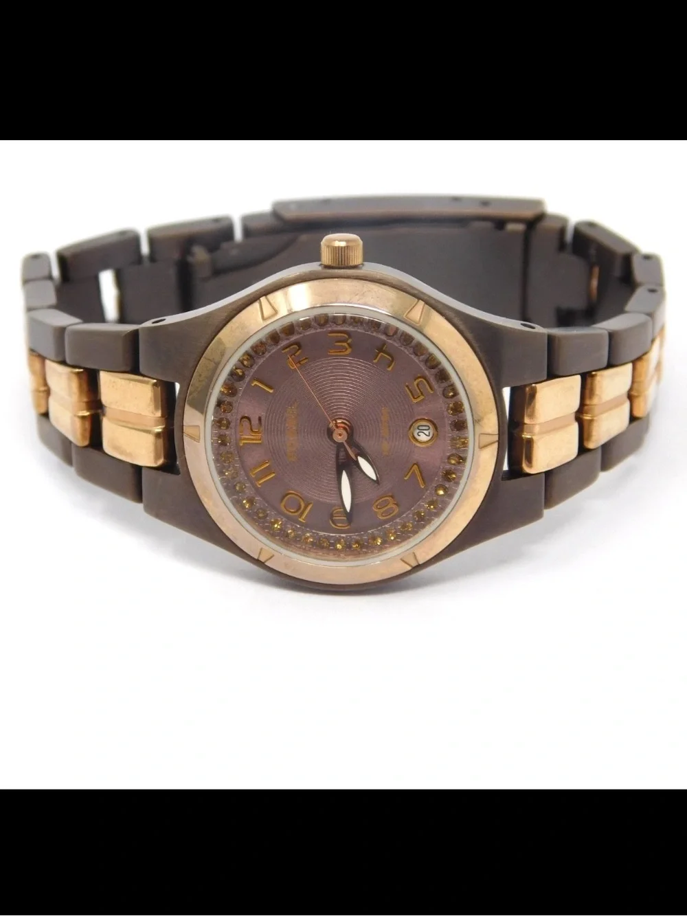 Fossil Women's Watch AM 4126 Rose Gold Brown Dial Stainless Steel 26mm Ladies